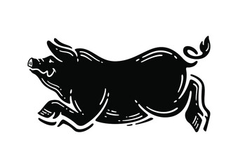 Black pig vector illustration
