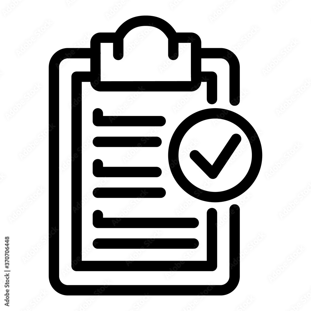 Poster done clipboard icon. outline done clipboard vector icon for web design isolated on white background