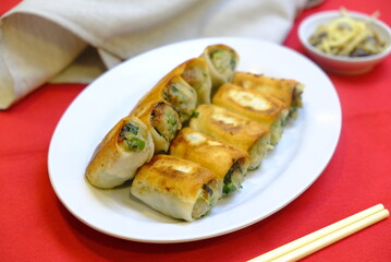 Asian Street Food - Gyoza or Fried Dumpling in Chinese style