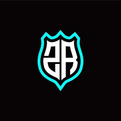 Initial Z R letter with shield style logo template vector