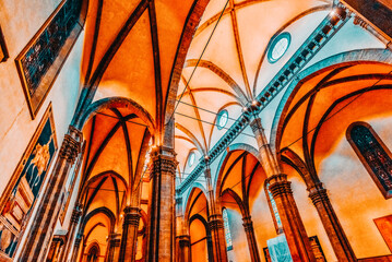 FLORENCE, ITALY- MAY 14, 2017: Inside, interior of  Santa Maria del Fiore(Cattedrale di Santa Maria...