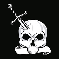 skull head tattoo with sword studio graphic