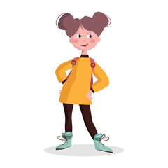 Vector illustration of a smiling girl with a backpack.