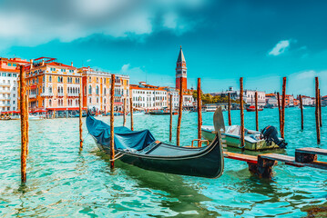 VENICE, ITALY - MAY 12, 2017 : Views of the most beautiful canal of Venice - Grand Canal water...