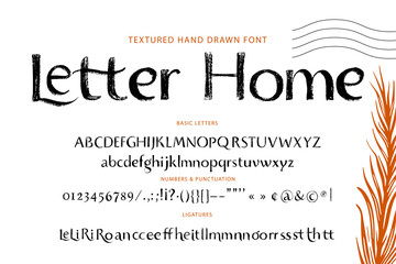 Handwritten sans serif font. Typography creative sans serif alphabet with ligature letters. Modern lettering abc set for text and logo design. Vector typeface.