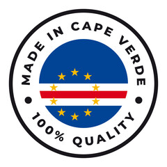Vector circle symbol. Text Made in Cape Verde with flag. Isolated on white background.