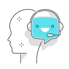 Chat bot related, color line, vector icon, illustration set.