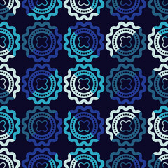 Polka dots seamless pattern. Simple design. Mosaic of ethnic figures. Patterned texture. Geometric background. Vector illustration for web design or print.