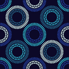 Polka dots seamless pattern. Simple design. Mosaic of ethnic figures. Patterned texture. Geometric background. Vector illustration for web design or print.