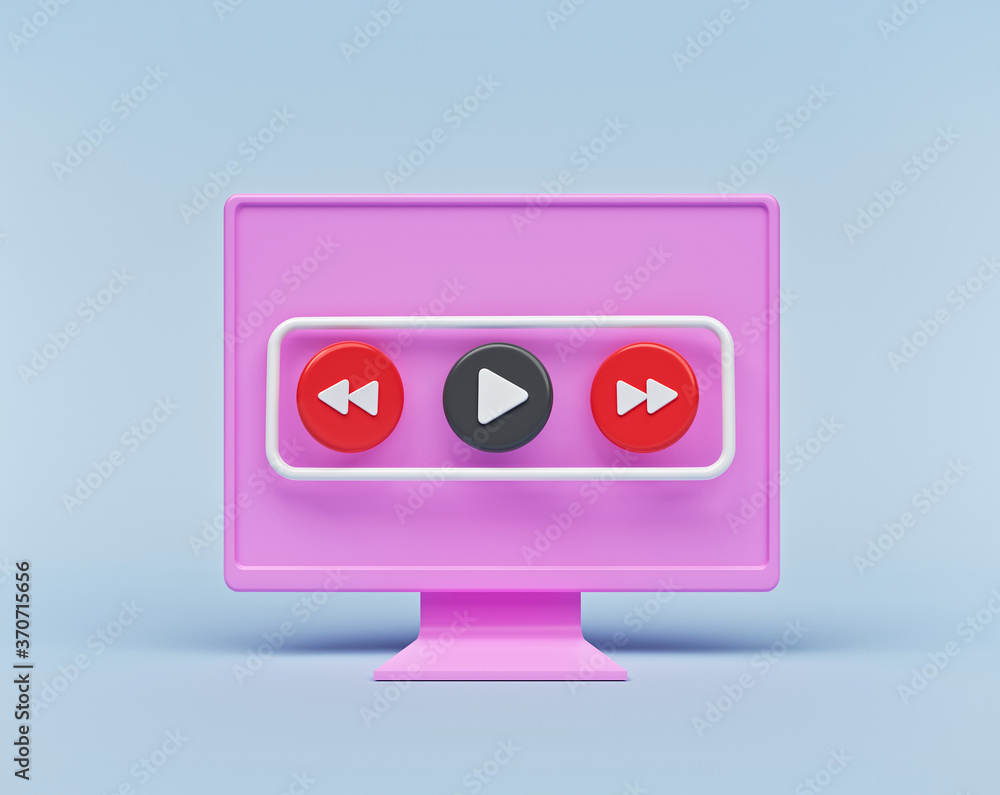 Poster modern minimal audio music player concept. audio media playback controls. 3d rendering