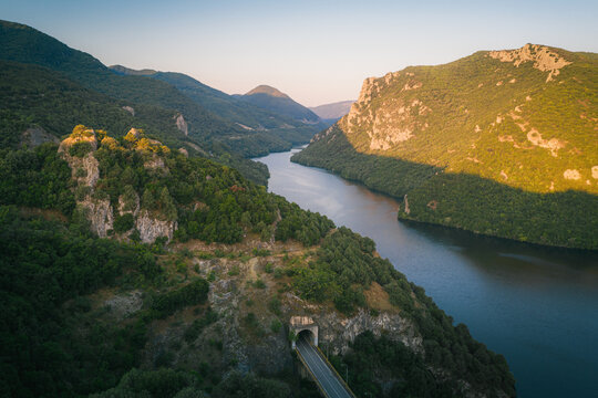 Surise over Haliacmon (Aliakmonas, Aliakmon) River, Greese