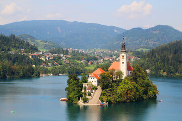 Lake Bled, view from the embankment, Slovenia