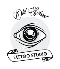 eye human with ribbon tattoo studio graphic