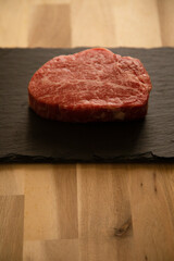 Fillet steak on the black plate