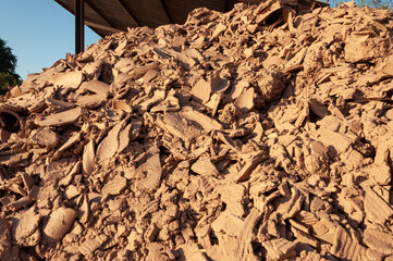 A mountain of ceramic and clay debris