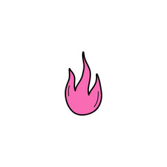 Fire vector illustration icon. Doodle hand drawn outlined cartoon pink flames. Isolated.
