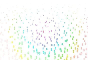 Light Multicolor, Rainbow vector texture with financial symbols.