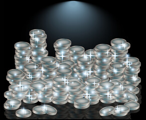 Silver coins cash money, vector illustration