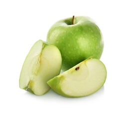 Fresh juicy green apples isolated on white