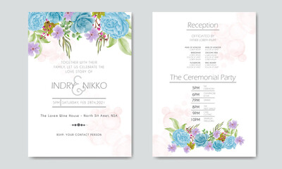 Fototapeta na wymiar beautiful and elegant floral watercolor wedding invitation