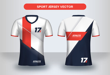 Football Jsersey design template. Soccer club uniform T-shirt front and back view.