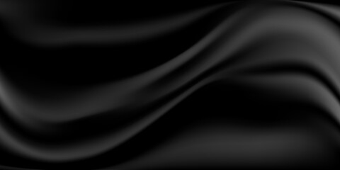 Black Silk Fabric Abstract Background, Vector Illustration