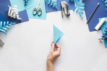 How to make paper beautiful Christmas toy snowflake to decorate room with children at home. Step by...