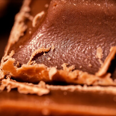 Detailed closeup macro photo Belgian milk chocolate