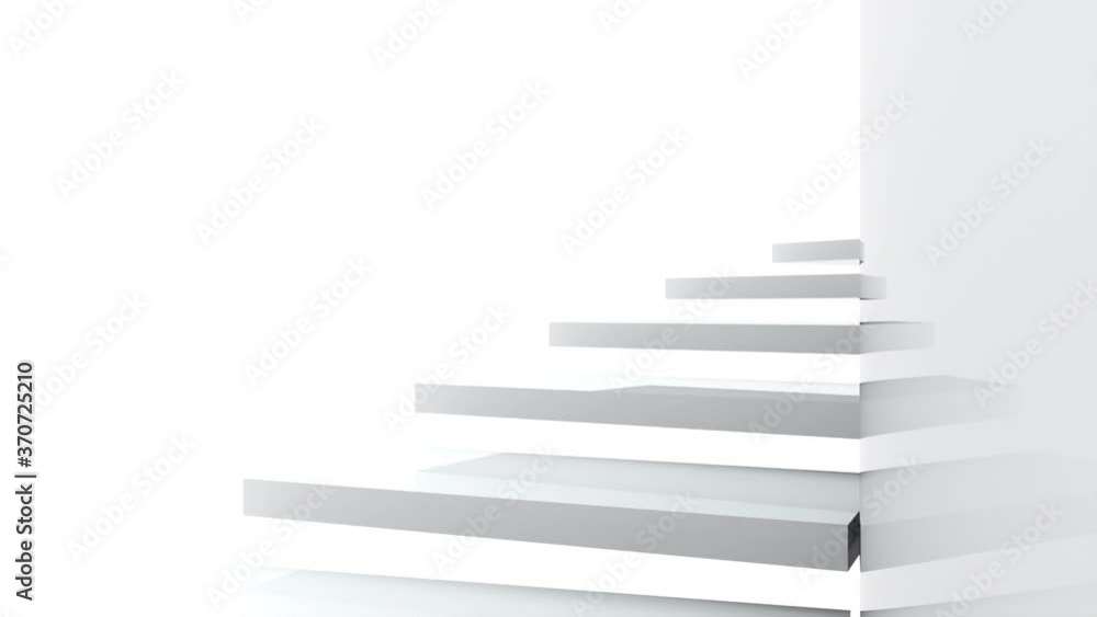 Poster Climb up the spiral staircase near the glossy wall, 3d rendering. Computer generated abstract backdrop.