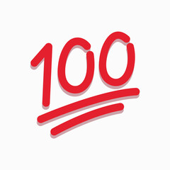 100 crore number vector clipart illustration for badge or sticker. Ink style red one hundred symbol for social media phone app design. 100 points sign for success web tag. Scoreboard element. V2