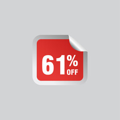 61 discount, Sales Vector badges for Labels, , Stickers, Banners, Tags, Web Stickers, New offer. Discount origami sign banner