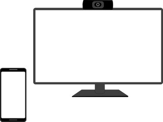 デスクトップパソコンとスマートフォンの素材