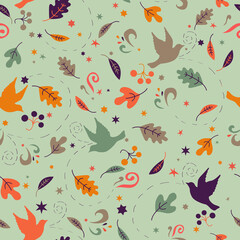 Seamless pattern with autumn leaves