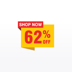 62 discount, Sales Vector badges for Labels, , Stickers, Banners, Tags, Web Stickers, New offer. Discount origami sign banner