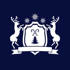 Christmas heraldic crest with deers