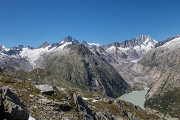 Oberaare glacier over grimsel pass on the Swiss alps