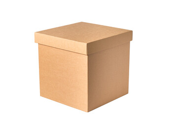 Brown cardboard carton food cake box, isolated
