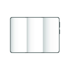 A smartphone with a flexible, folding, vertical, white blank screen. Vector illustration, realistic design, isolated on white background, eps 10.