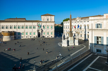 Piazza e Palazzo del Quirinale, seat of the President of the Italian Republic, in Rome, Italy.