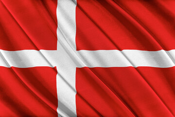 Fototapeta premium Colorful Denmark flag waving in the wind. 3D illustration.