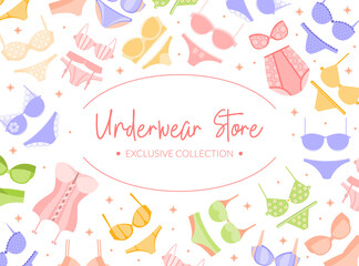 Woman Underwear Store Vector Banner or Poster Template