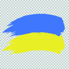 Ukraine national flag brush vector on transparent background.