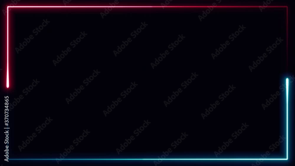Poster neon frameset lines with tapered strokes background loop/ 4k animation of an abstract technology bac