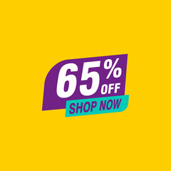 65 discount, Sales Vector badges for Labels, , Stickers, Banners, Tags, Web Stickers, New offer. Discount origami sign banner