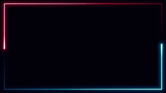 Neon Frameset Lines With Tapered Strokes Background Loop/ 4k animation of an abstract technology background with neon light stroke in frame shapes seamless looping