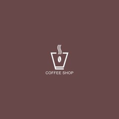 Coffee cup icon. Coffee shop logo. Simple natural home logo design, cafe or restaurant logo, coffee and tea shop for business.