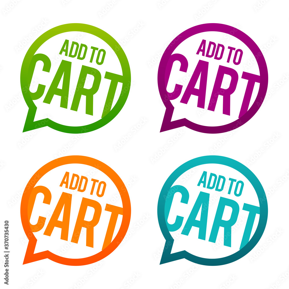 Poster add to cart round buttons on white background.