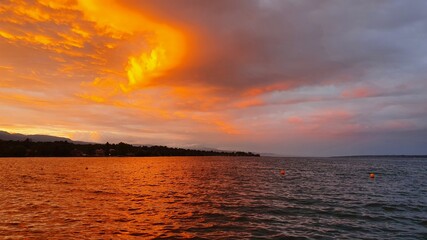 sunset over the Geneva lake 