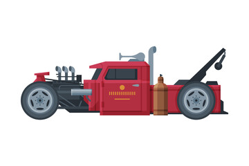 Retro Style Race Car, Old Sports Red Vehicle Vector Illustration on White Background