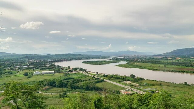 Mekong river and Thai-Laos border at Chiang Saen district , Thailand